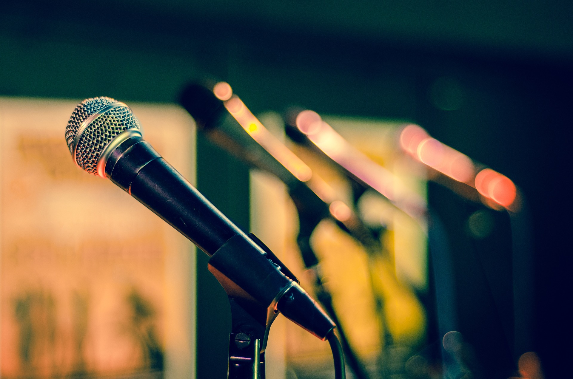 A microphone on a stand